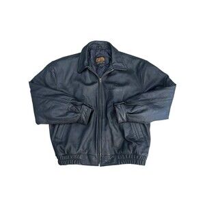 Mens Canyon Outback John Deere XXL Heavy Black Leather Full Zip Bomber Jacket